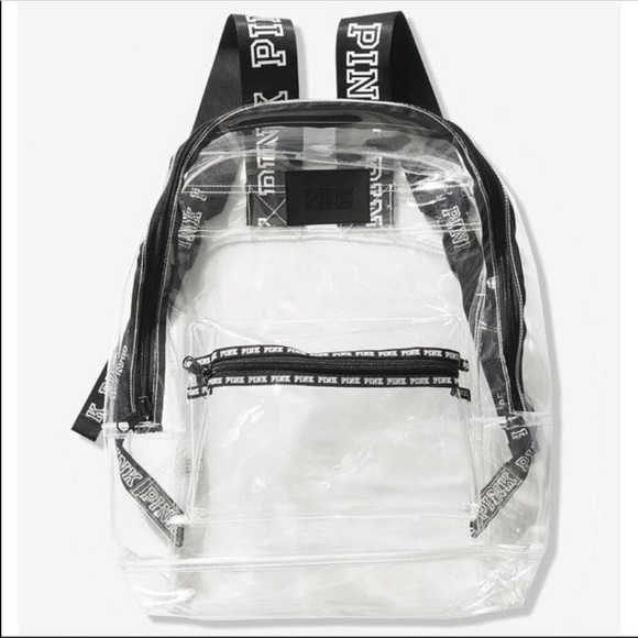 pink brand clear backpack